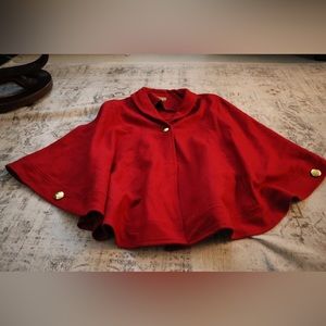 Midnight Velvet Wool-Blend Cape Red OSF
